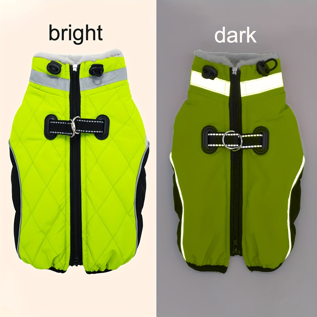Warm Dog Coat Fluorescent Green Jacket Doggie Winter Coat