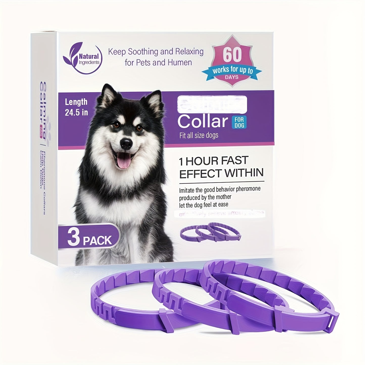 3-Pack of Dog Calming Pheromone Collars, Each Lasts 60 Days