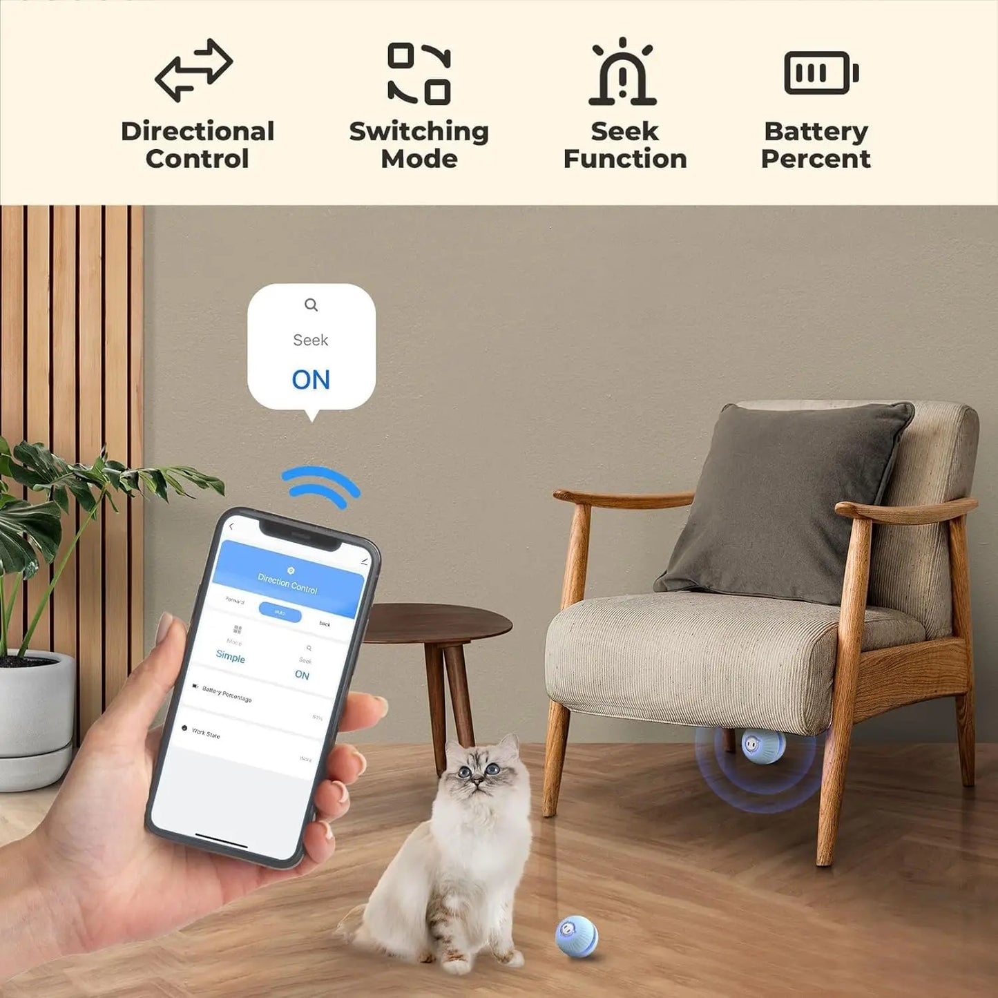 KITPLUS App Interactive Cat Ball Toy